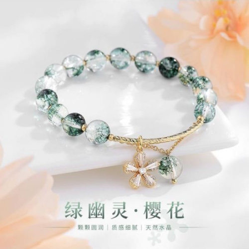 绿幽灵女款弹力花朵樱花女水晶
