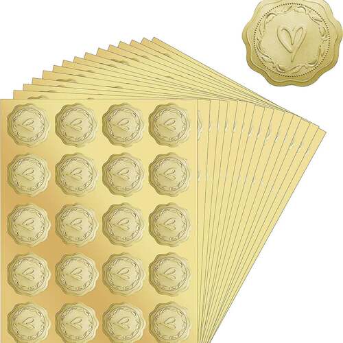 金属爱心封口贴封口贴纸手工金色