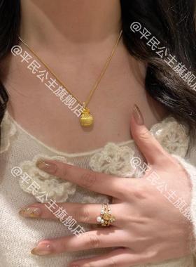 高级感中古拉丝仿点钻小福袋金色