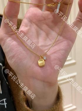 拉丝简约出游配饰中古小方糖金色