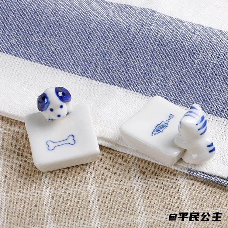 风格碟子碗动物筷枕猫狗盘日式装饰品陶瓷筷架狗吃日韩筷子架猫咪,餐饮具,筷子,淘宝优惠券,粉丝福利购,淘宝优惠卷