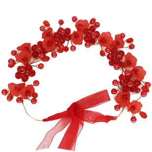 女童红色花朵发带小朋友头饰儿童舞台演出头饰女孩生日公主头饰女