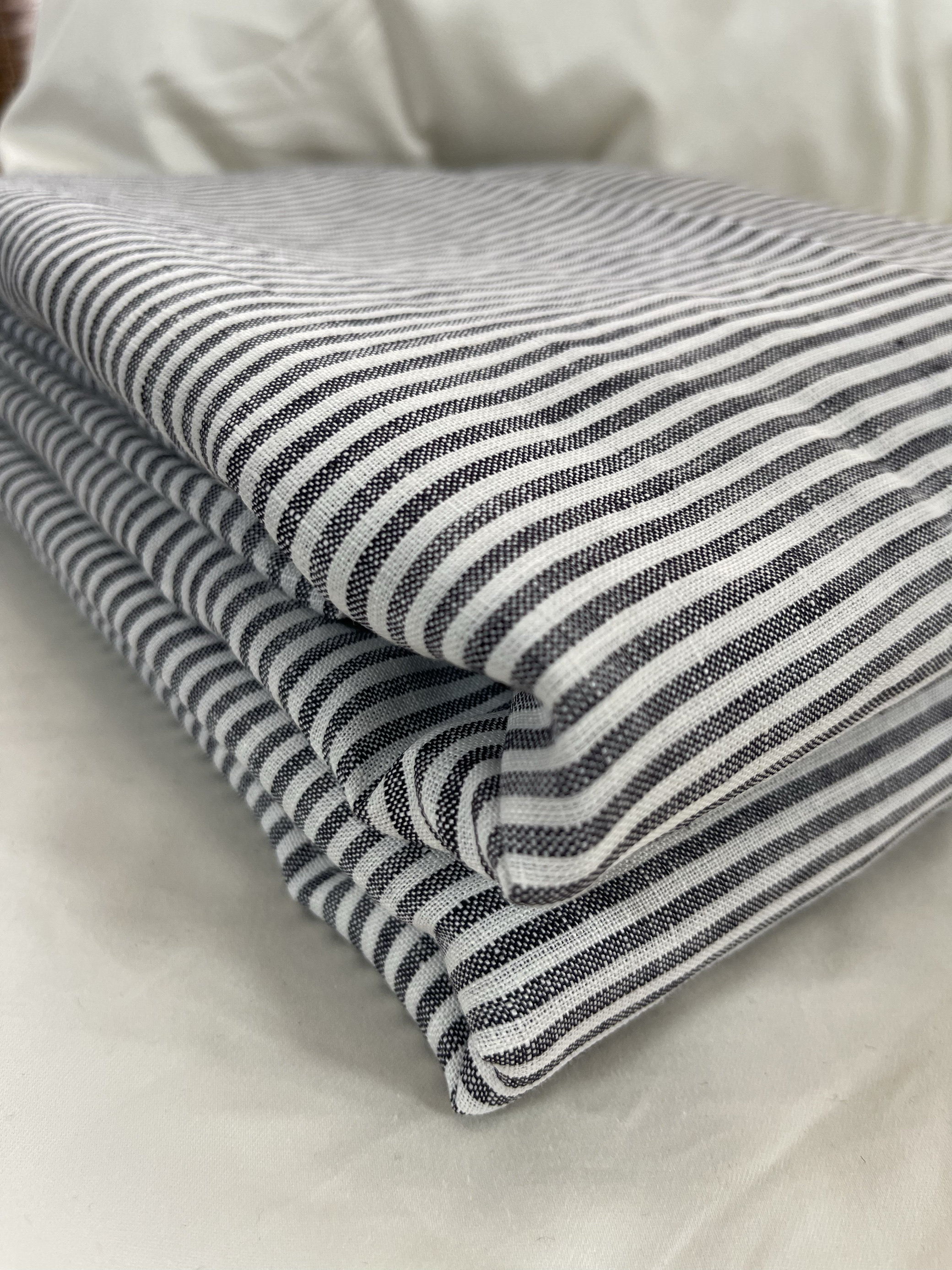 色织条纹款亚洲床单 优质法国亚麻纱高密度筋骨感强