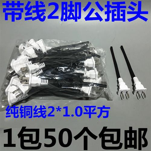 220V监控电源二脚公插头国标纯铜带线二孔母插座延长线公母对接头