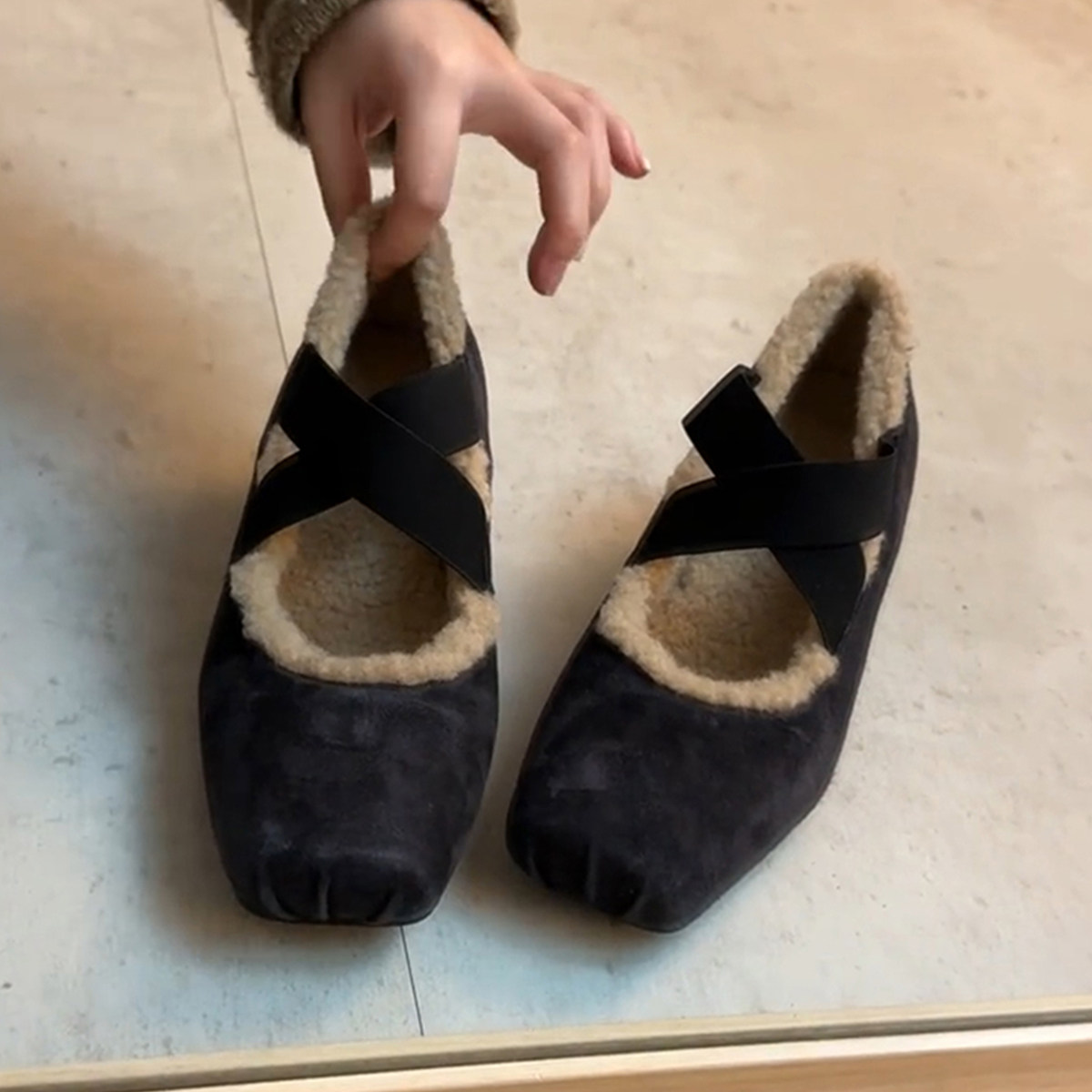 软羊皮法式小个子内增高单鞋女冬季气质加绒面棉鞋芭蕾风玛丽珍鞋,女鞋,玛丽珍鞋,淘宝优惠券,粉丝福利购,淘宝优惠卷