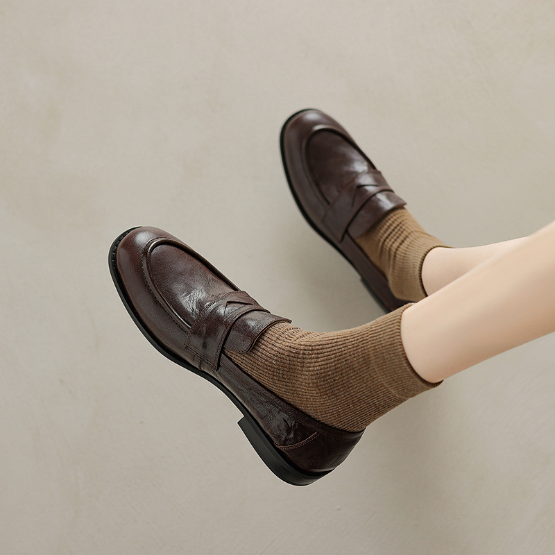 软羊皮~法式复古乐福鞋