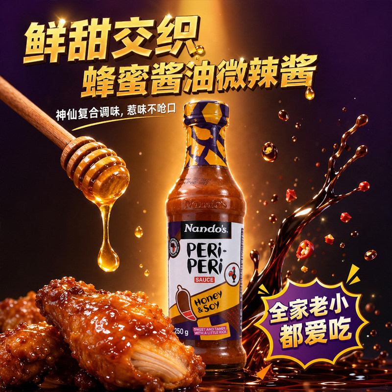 Nandos南逗蜂蜜酱油味微辣酱250g烤鸡蘸料轻食辣酱沙拉餐饮烤肉酱图片
