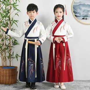 儿童国学汉服中国风小学生古装 朗诵三字经男女书童弟子规演出服装