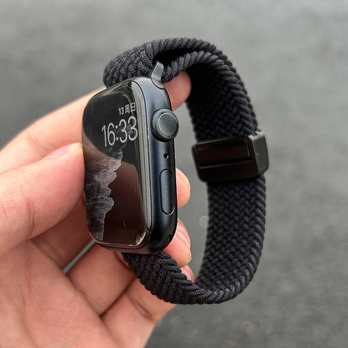 尼龙编织磁吸手表带适用iwatch
