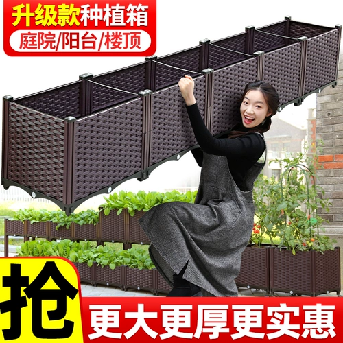 Семейная балкона посадки артефакты овощные овощные ящик прямоугольная пластиковая цветочная горшка топ -ящик для цветов открытый двор
