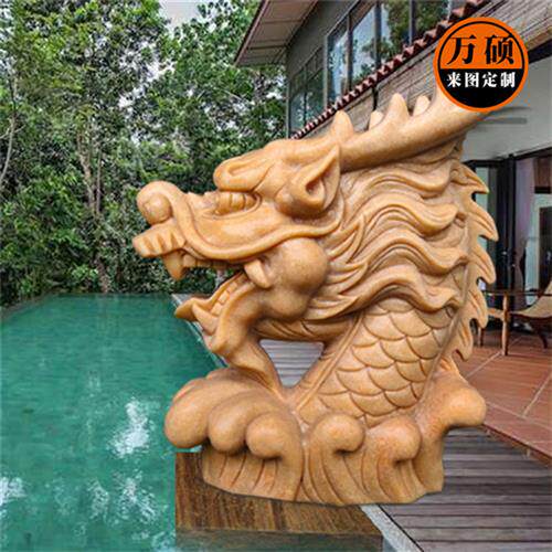 厂家制作石材大理石花岗岩晚霞红喷水龙头雕塑水景龙头石雕摆件