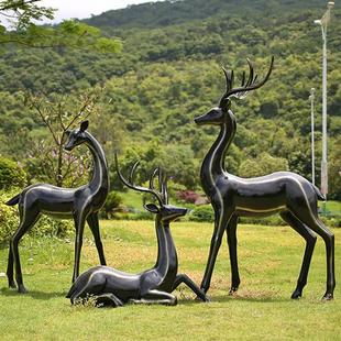 园林景观小品装 饰玻璃钢抽象梅花鹿雕塑 饰摆件户外花园草坪动物装