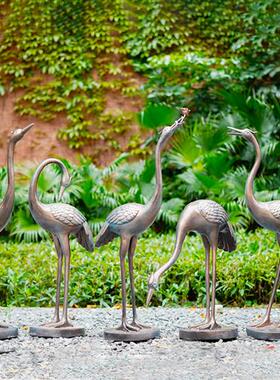 户外仿铜仙鹤雕塑模型园林草坪水池庭院玻璃钢装饰丹顶鹤景观摆件