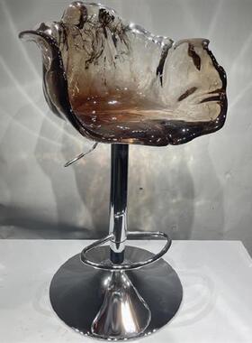 酒店前台透明树脂休闲吧台椅子摆件创意水晶玻璃艺术品凳子雕塑