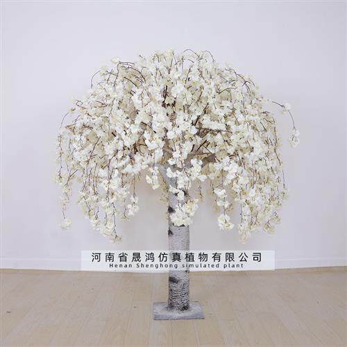 仿真白色樱花树枝人造樱花树盆景桃花树装饰大树仿真花树装饰假树