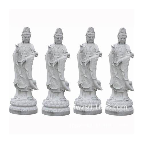 寺庙汉白玉石雕观音景观石刻观音坐莲雕塑报价石头观音图片