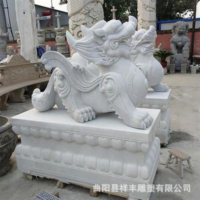 汉白玉貔貅现货大理石石雕晚霞红麒麟别墅酒店门口镇宅旺财厂家批