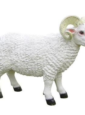 仿真绵羊摆件玻璃钢动物雕塑园林景观小品户外公园花园草坪装饰品