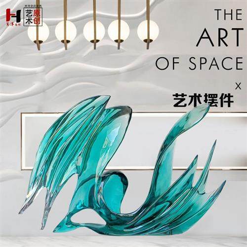 家居装饰透明树脂艺术摆件定制别墅酒店玄关造型摆件客厅售楼处