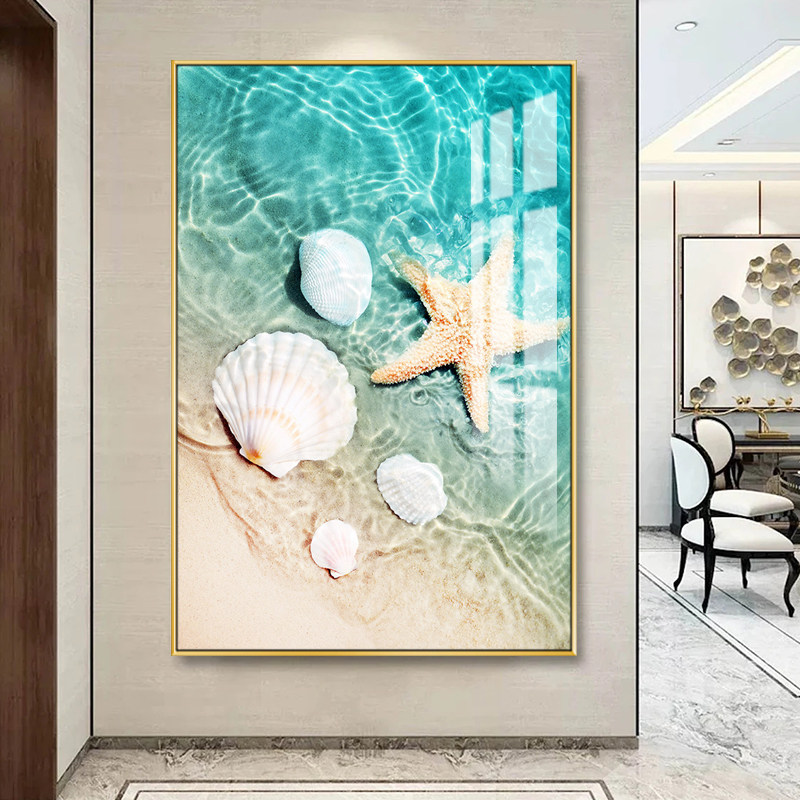 现代简约海边贝壳海星装饰画海报