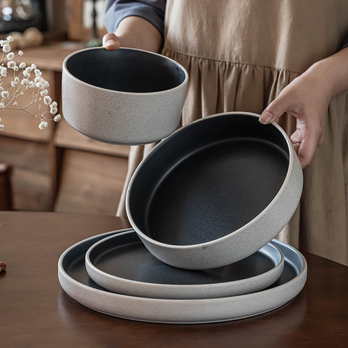 复古圆形盘创意陶瓷深盘