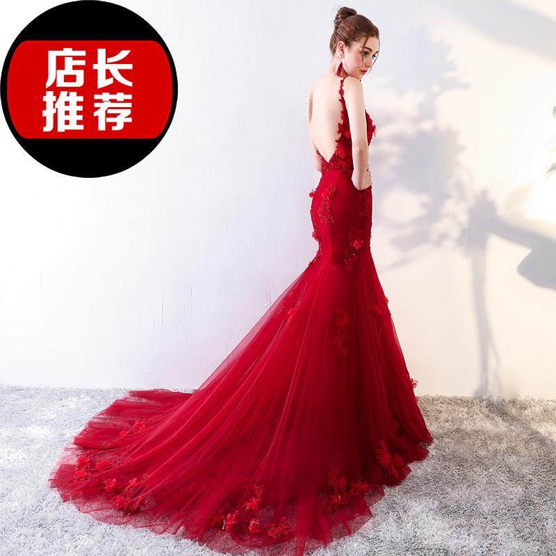 敬酒服新娘2019新款22秋款魚尾長款紅色結婚晚禮服裙修身婚紗拖尾在類目 女裝/女士精品, 婚紗/旗袍/禮服, 禮服/晚裝中 - 來自Buy2taobao.com提供專業的淘寶代購服務