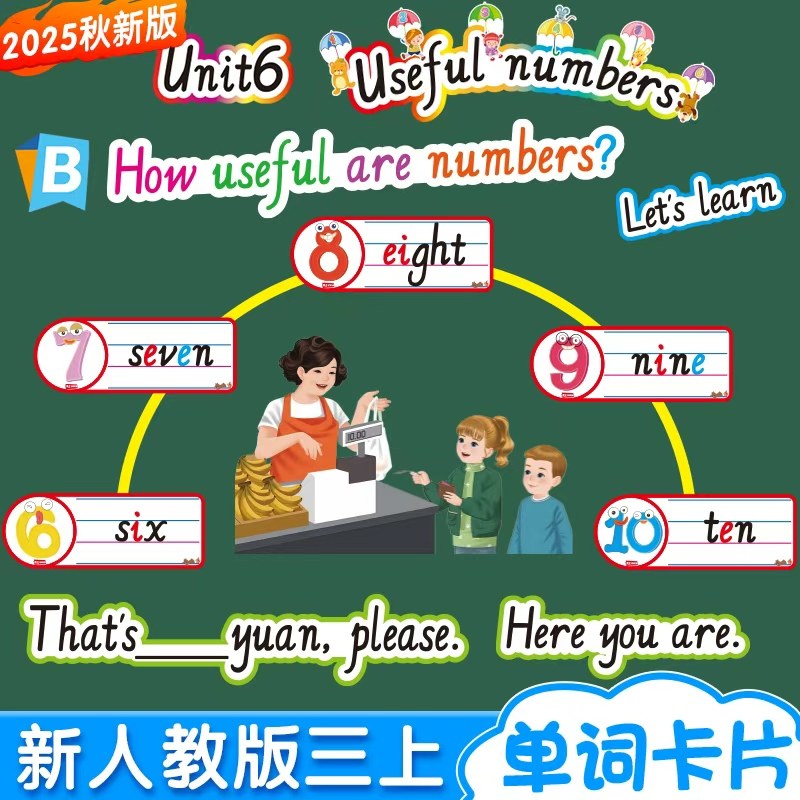 2025秋新PEP3上英语单词句子教具