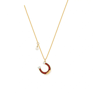 马蹄铁玫瑰金吊坠项链女锁骨项链网红同款奥地利施华洛水钻