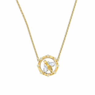 皇冠蜜蜂黄金吊坠项链锁骨情侣项链网红同款 镶嵌施华洛水钻