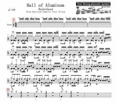 Buckethead— Hall of Aluminum   无鼓伴奏 动态谱 架子鼓