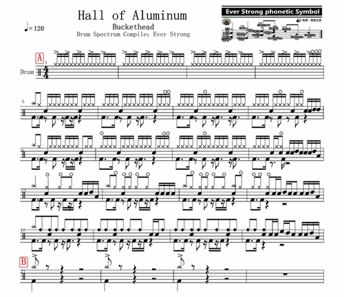 Buckethead— Hall of Aluminum   无鼓伴奏 动态谱 架子鼓
