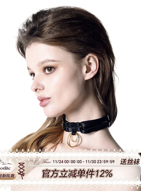 Aphrodite 朋克哥特风choker黑色红色金属链条辣妹性感锁骨链颈链