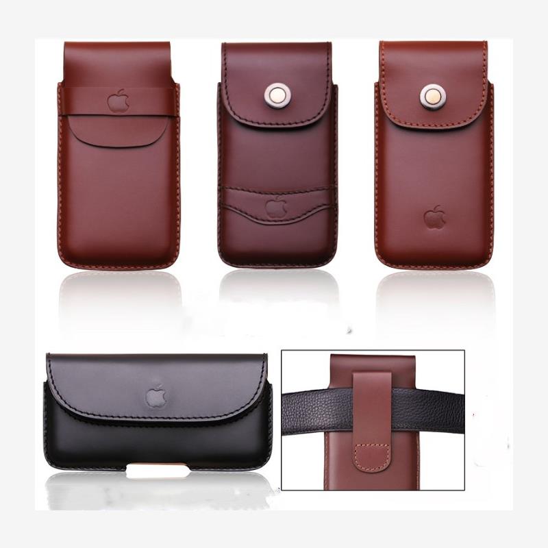 适用于苹果SE 3挂腰手机套iphone6S真皮手机袋SE 2保护套纯色商务腰挂皮套包男穿皮带牛皮手机套腰挎手机保护