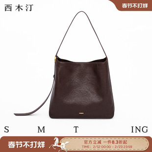 西木汀留恋头层牛皮包包女大容量通勤水桶包轻奢托特包斜挎单肩包