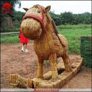 稻草雕塑仿真动物山羊稻草模型农民丰收节景区农业观光游展品
