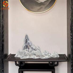 现代艺术透明假山雕塑石树脂工艺品客厅酒店会所装 摆件 饰山峰软装