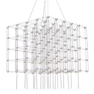 酒店大堂不锈钢光立方吊灯满天星售楼部沙盘复式 别墅定制工程灯