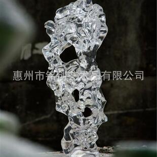 客厅铂晶透明太湖石雕塑玄关台样板房售楼处别墅酒店摆件家居水晶