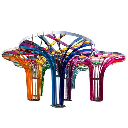 户外不锈钢廊架创意异形金属钢结构铁艺树形凉亭园林景观雕塑工厂