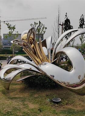 创意装置玄关艺术不锈钢水浪雕塑抽象飘带浪花大型摆件定制