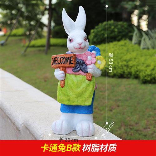 树脂工艺品厂家公司玻璃钢动物雕塑花园庭院户外园林卡通兔子摆件