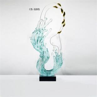 简约现代透明树脂雕塑轻奢摆件酒店客厅玄关家居工艺品别墅装 饰品