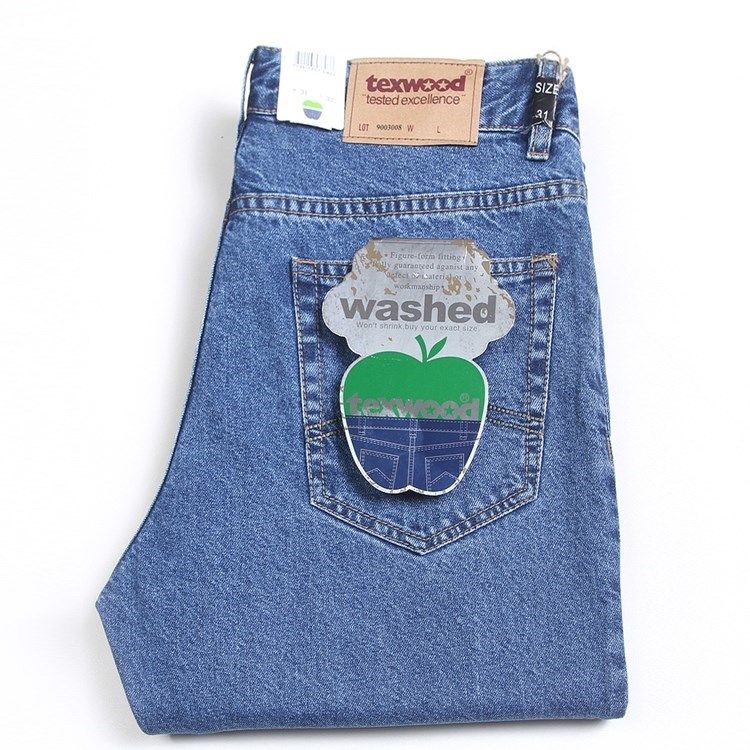 萍果牛仔裤男官网正品直筒春秋常规纯棉宽松中腰中年男士休闲长裤