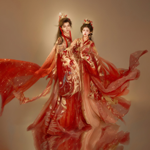 改良南北朝重工刺绣汉婚元 素新年战袍定金 凤引昭华 异志阁原创