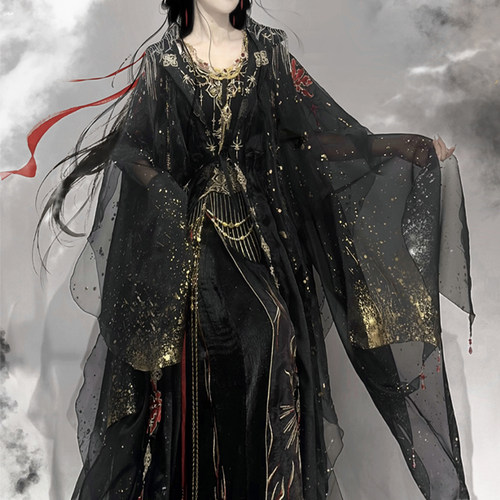 异志阁齐腰裙重工刺绣