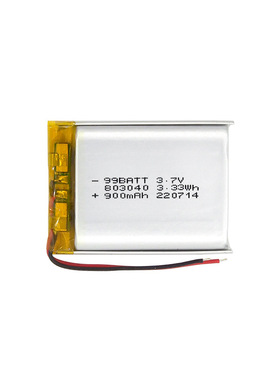 803040聚合物锂电池900mAh加湿器扫地机器人KC/PSE认证软包电池