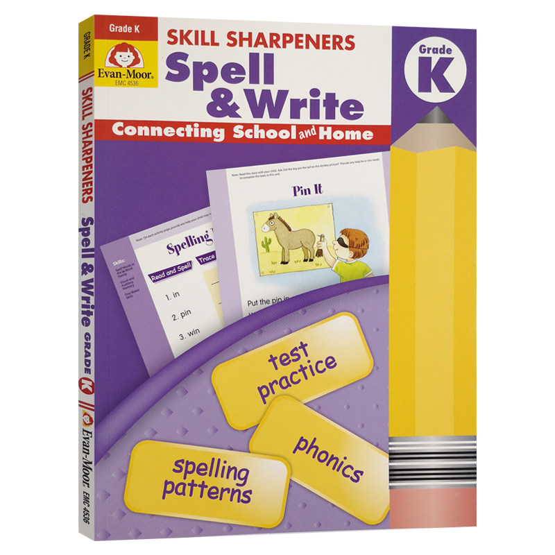Evan-Moor Skill Sharpeners Spell & Write Grade K 技能铅笔刀 拼写练习册 幼儿园大班evanmoor在类目 书籍/杂志/报纸, 进口原版书(含港台), 考试类原版书中 - 来自Buy2taobao.com提供专业的淘宝代购服务