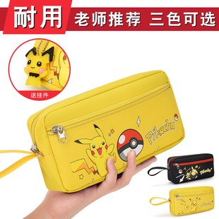 大容量日系铅笔袋初中生三层耐脏简约笔袋男小学生卡通文具袋防水