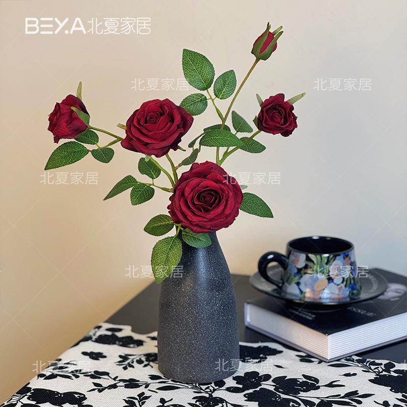 广岛之恋红玫瑰仿真绢花束假花摆设客厅室内餐桌摆件装饰