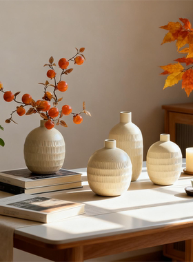 陶瓷花瓶摆件客厅插花入户玄关软装饰品高级感复古桌面电视柜